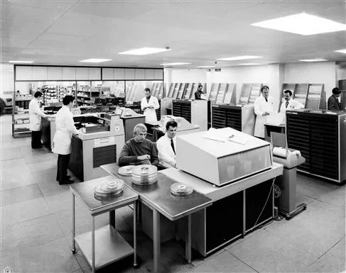 Input/output area of the main computing centre showing the interface between the users and the computers